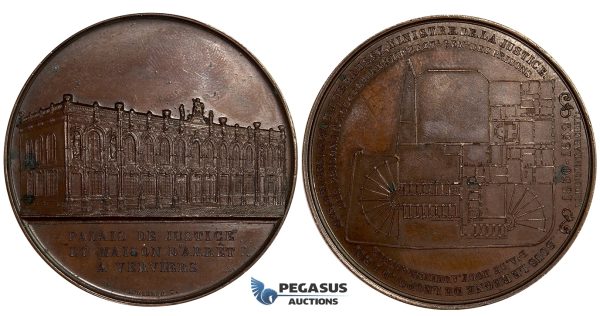 ZL39, Belgium, Bronze Medal 1852 (Ø61mm, 54.2g) by Wiener, Verviers Palace of Justice