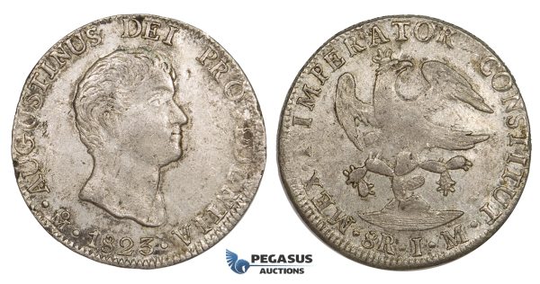 ZM168, Mexico, Augustin I Iturbide, 8 Reales 1823 Mo JM, Mexico City, Silver, VF-XF
