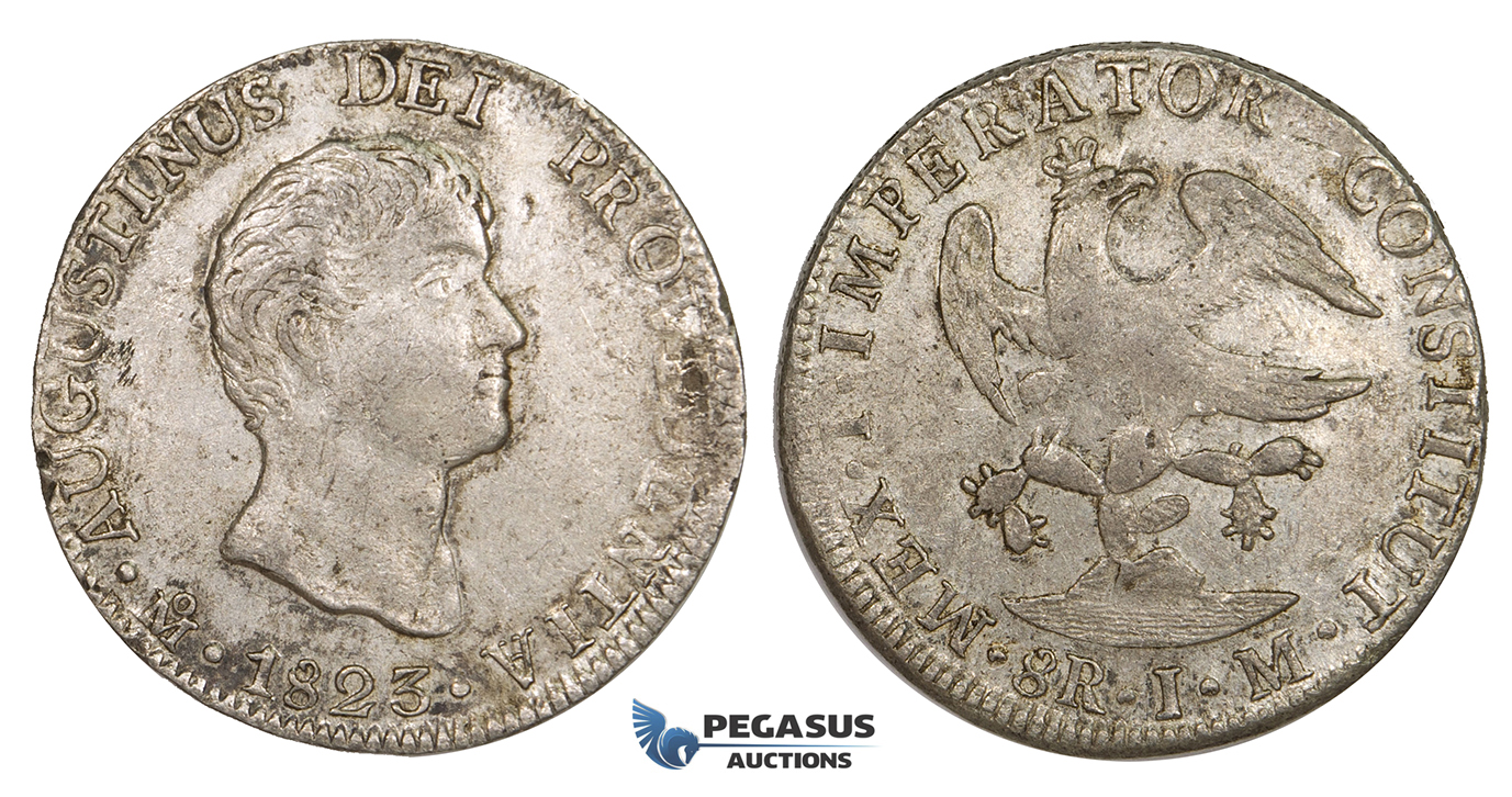 ZM168, Mexico, Augustin I Iturbide, 8 Reales 1823 Mo JM, Mexico City, Silver, VF-XF