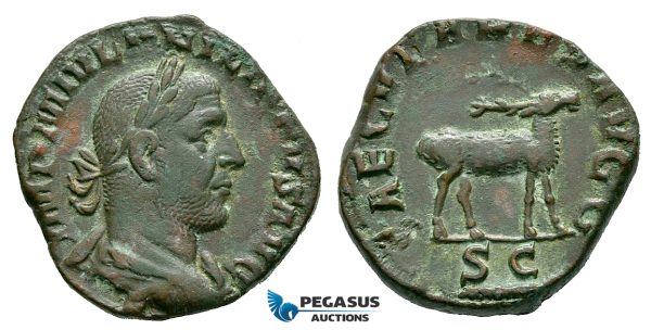 ZM174, Roman Empire, Philip I, Æ Sestertius (14.49g) Rome, 248 AD, 1000th anniversary of Rome, Stag