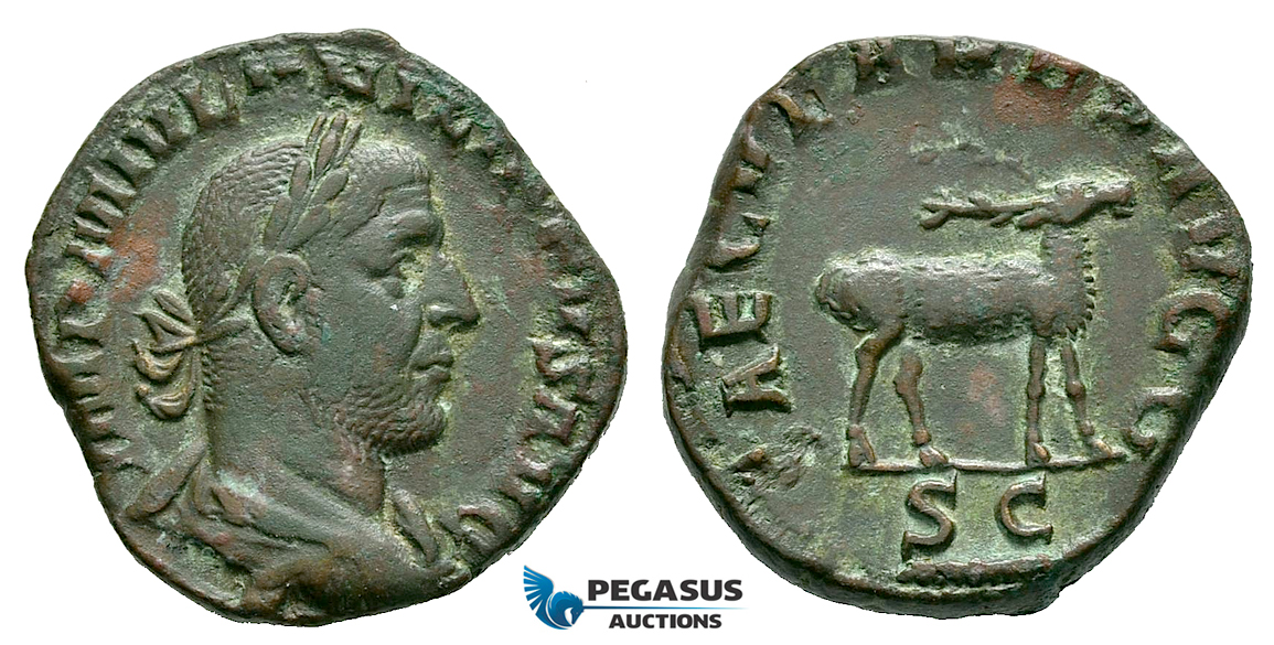 ZM174, Roman Empire, Philip I, Æ Sestertius (14.49g) Rome, 248 AD, 1000th anniversary of Rome, Stag