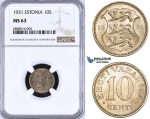 ZM200, Estonia, 10 Senti 1931, NGC MS63
