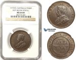 ZM307, Australia, George V, Penny 1919 (M) Melbourne, NGC MS64BN (Dot below scroll)