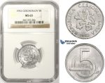 ZM32, Czechoslovakia, 5 Korun 1952, NGC MS65