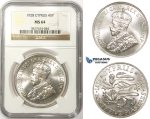 ZM33, Cyprus, George V, 45 Piastres 1928, London, Silver, NGC MS64