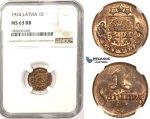 ZM345, Latvia, 1 Santims 1924, NGC MS63RB