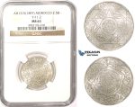 ZM352, Morocco, Abd Al Aziz, 2 1/2 Dirhams AH1315 (1897) Berlin, Silver, Y-11.2, NGC MS63