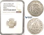ZM354, N.E. Indies, Batavian Rep. 1/8 Gulden 1802, Silver, NGC MS64