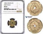 ZM379, Bolivia, 5 Centavos 1883-A, Paris, Holed, NGC MS65