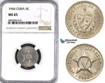 ZM386, Cuba, 5 Centavos 1946, NGC MS65