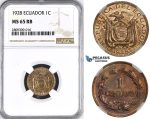 ZM392, Ecuador, 1 Centavo 1928, NGC MS65RB
