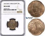 ZM400, Egypt, Farouk, 1 Milliem AH1369 (1950) NGC MS64RB