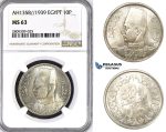 ZM401, Egypt, Farouk, 10 Piastres AH1358 (1939) Silver, NGC MS63