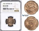 ZM404, Estonia, 5 Senti 1931, NGC MS64RB