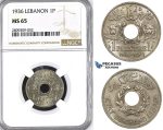 ZM423, Lebanon, 1 Piastre 1936, NGC MS65