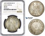 ZM441, Switzerland, Shooting 5 Francs 1879, Silver, NGC MS65 Basel Festival