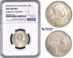 ZM444, Thailand, Rama VI, 1/2 Baht BE2464 (1921) Silver, NGC UNC Details
