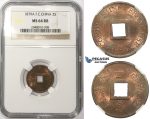 ZM48, French Cochine China, 2 Sapeque 1879-A, Paris, NGC MS64RB