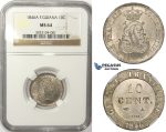 ZM51, French Guiana, Louis Philippe I, 10 Centimes 1846-A, Paris, Silver, NGC MS64