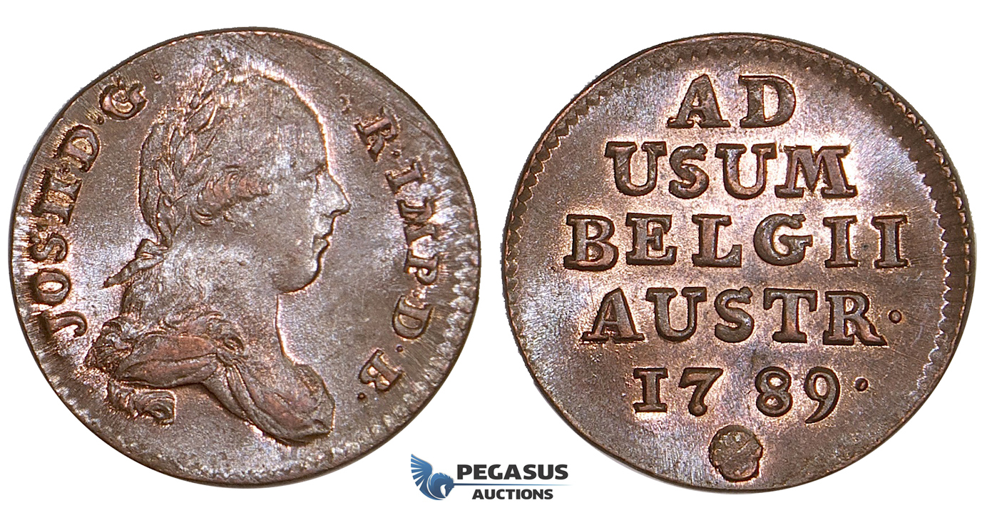 ZM533, Austrian Netherlands, Joseph II, Liard 1789, Brussels, Red UNC
