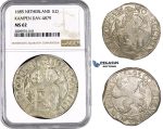 ZM597, Netherland, Kampen, Lion Daalder 1685, Silver, NGC MS62