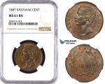ZM615, Sarawak, C. Brooke Rajah, 1 Cent 1887, NGC MS61