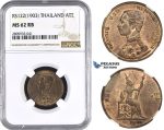 ZM620, Thailand, Rama V, Att RS122 (1903) NGC MS62RB