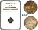 ZM636, Guatemala, 1/4 Real 1895, Silver, NGC MS65