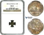 ZM637, Guatemala, 1/4 Real 1895, Silver, NGC MS65