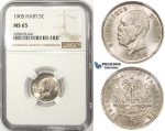 ZM65, Haiti, President Alexis, 5 Centimes 1905, Waterbury, NGC MS65