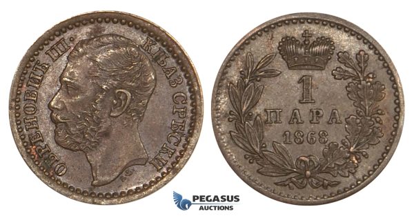 ZM687, Serbia, M. Obrenovic III, 1 Para 1868, AU