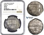 ZM764, Spain, Philip II, Cob 8 Reales ND (1556-98) S D, Seville, Silver (26.8g) NGC AU58