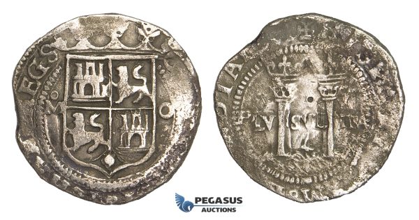 ZM81, Mexico, Carlos & Johanna, 4 Reales ND (ca. 155?-1557) Mo O, Mexico City, Silver (13.19g) VF (some corrosion)