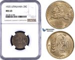 ZM821, Lithuania, 20 Centai 1925, NGC MS63