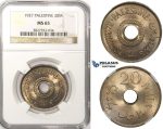 ZM84, Palestine, 20 Mils 1927, London, NGC MS65