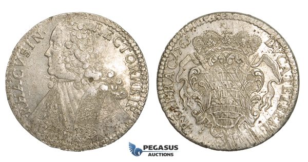 ZM86, Ragusa, Tallero rettorale 1765 GB, Silver (28.42g) Lustrous AU, Adjustment marks