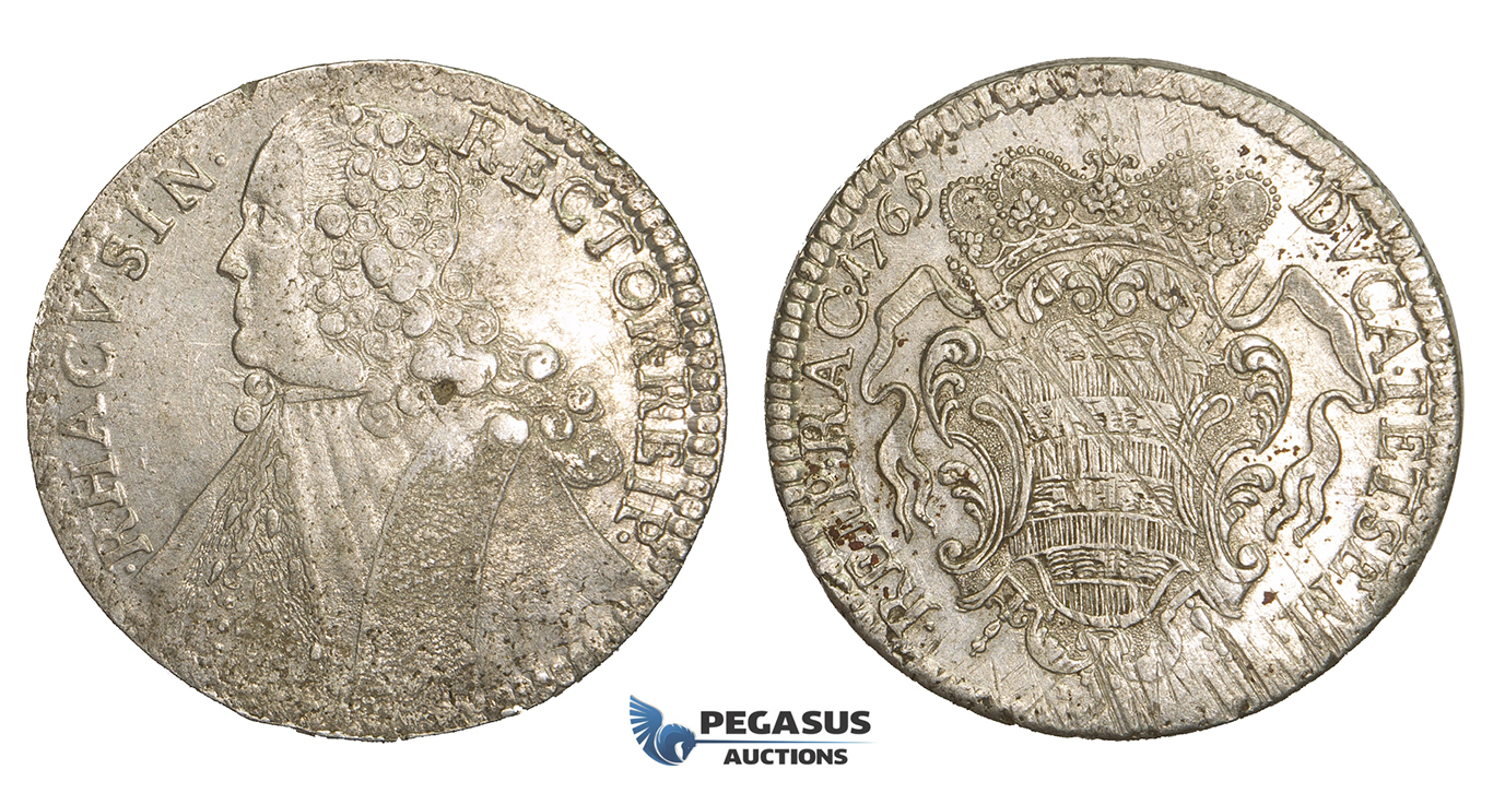 ZM86, Ragusa, Tallero rettorale 1765 GB, Silver (28.42g) Lustrous AU, Adjustment marks