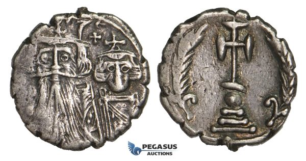 ZM902, Byzantine Empire, Constans II & Constantine IV, AR Ceremonial Miliarense (4.08g) Constantinople (654 AD) Rare!