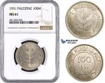 ZM920, Palestine, 100 Mils 1931, London, Silver, NGC MS61, Rare!