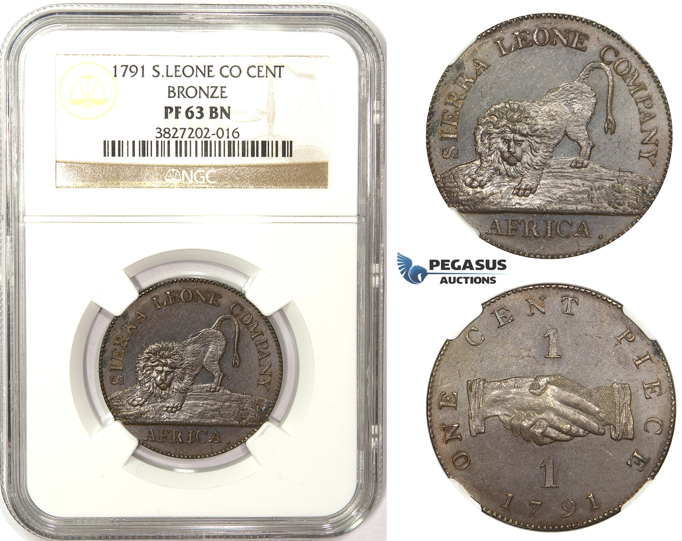 ZM93, Sierra Leone Company, 1 Cent 1791, Bronze, NGC PF63BN