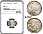 ZM945, Lithuania, 1 Litas 1925, Silver, NGC MS65