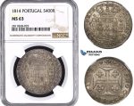 ZM989, Portugal, Joao VI, 400 Reis 1814, Lisbon, Silver, NGC MS63